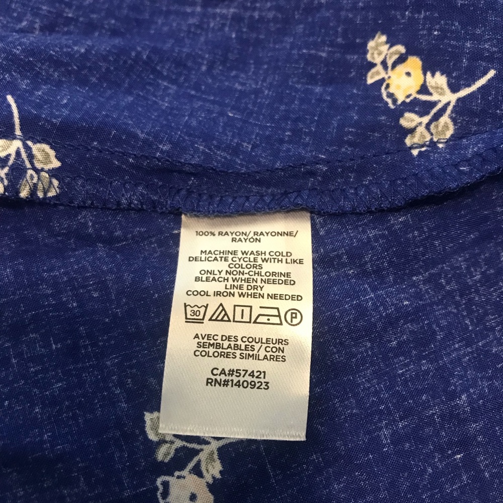 LOFT Royal Blue Floral Button-Front Tie-Waist Dress size 6 - Picture 10 of 16